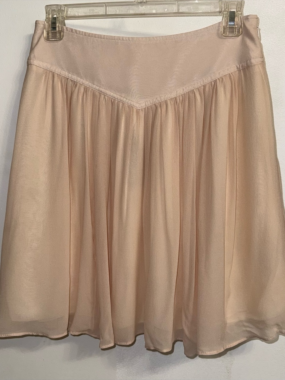 NWT $88 Anthropologie x Odille Pink Chiffon Lined V-Shaped Yoke Waist Skirt 4